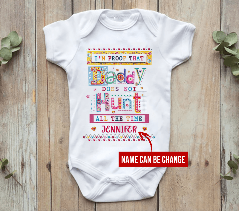 Personalized Baby Onesie For Hunting Lovers Daddy Doesn't Hunt All The Time Funny Colorful Design Custom Name, Newborn Onesies - Perfect Gift For Baby, Baby Gift Onesie - Amzanimalsgift