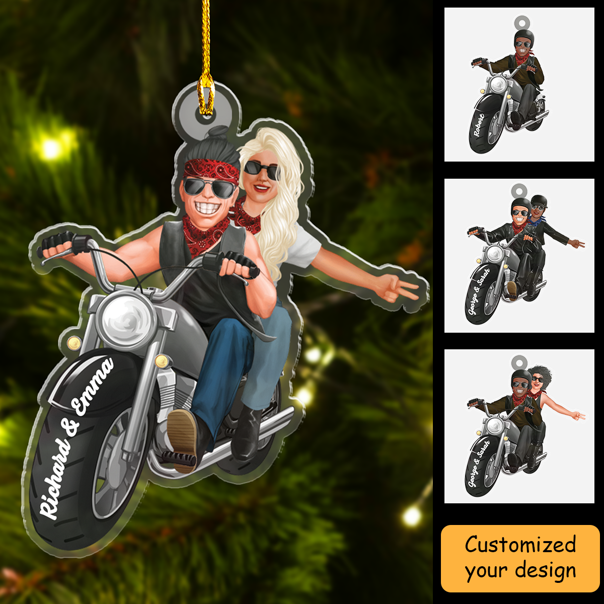 Personalized Biker Couple Acrylic Ornament - Behind Me On My Bike Acrylic Ornament, Couple Ornament Gift