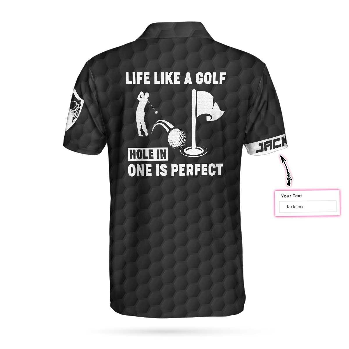Personalized Black America Flag Golf Ball Pattern Polo Shirt, Hole In One Is Perfect Custom Polo Shirt For Men, Best Gift For Golfers - Amzanimalsgift