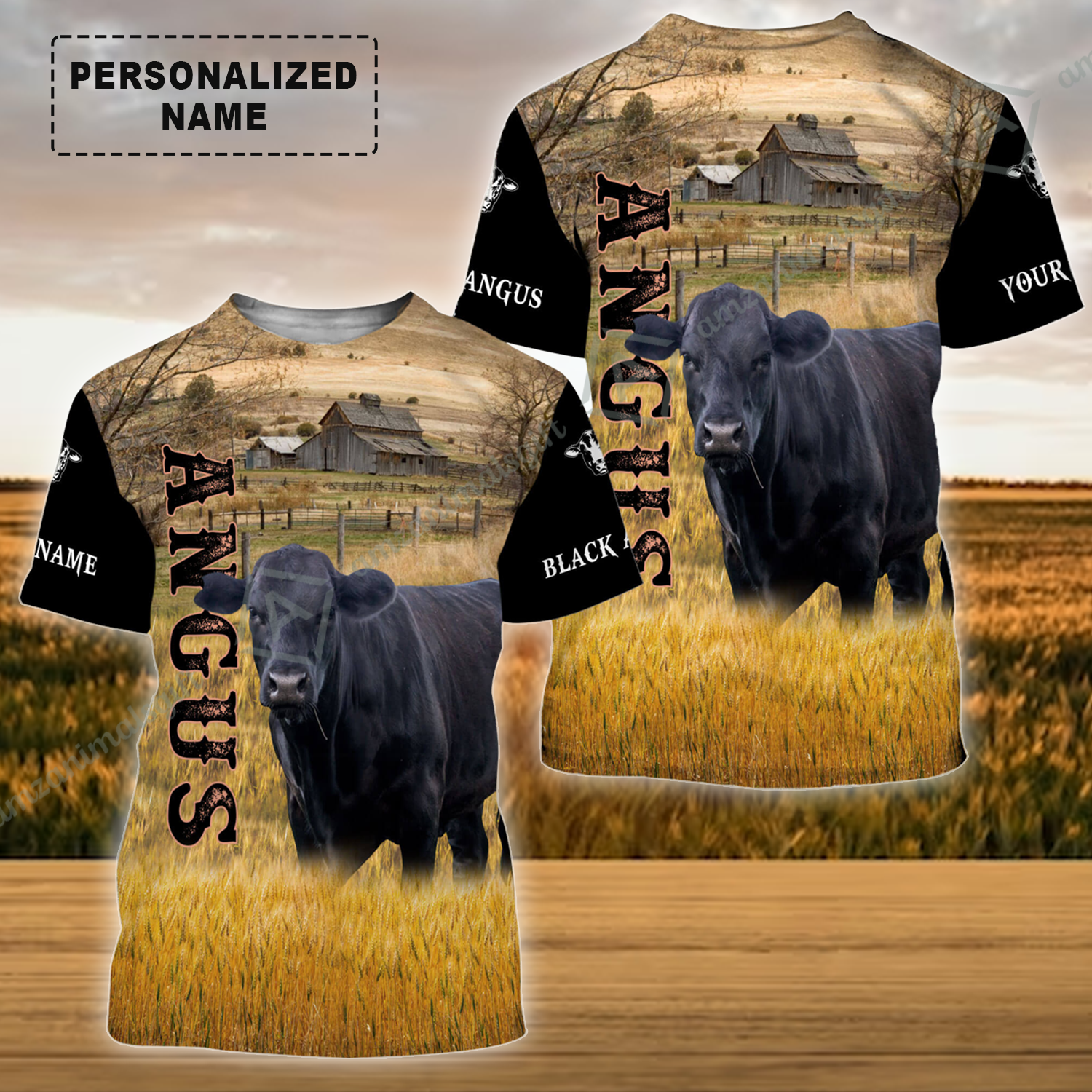 Personalized Black Angus Cattle T-Shirt, Black Angus On The Farm Shirt For Friend, Family, Farmer, Black Angus Lovers