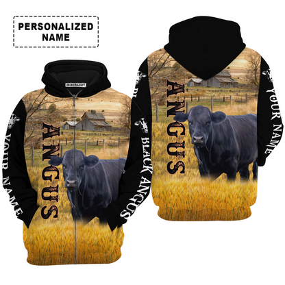 Personalized Black Angus Cattle T-Shirt, Black Angus On The Farm Shirt For Friend, Family, Farmer, Black Angus Lovers