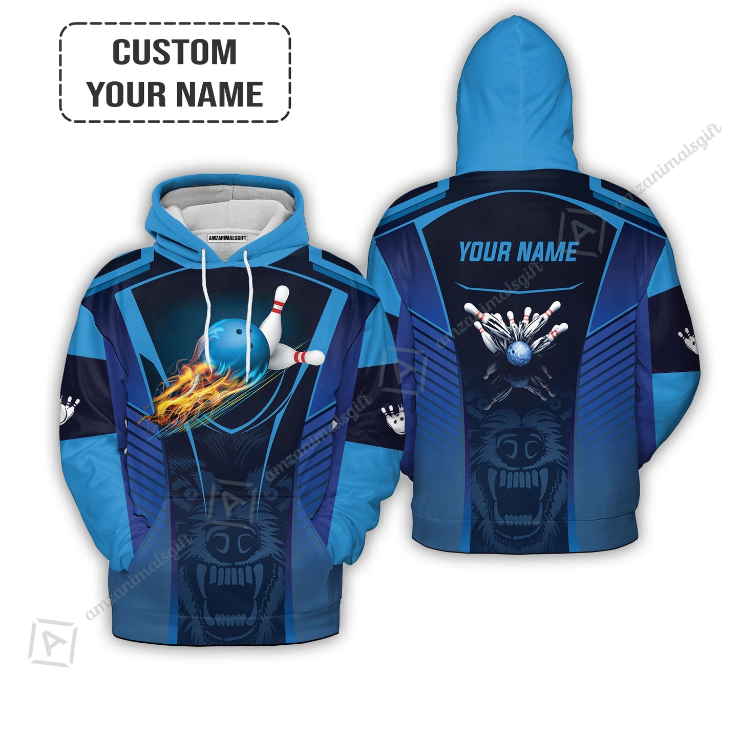 Personalized Bowling Women Polo Shirt, The Wolf Blue Bowling Team Customized Polo Shirt For Friend, Family, Bowling Players