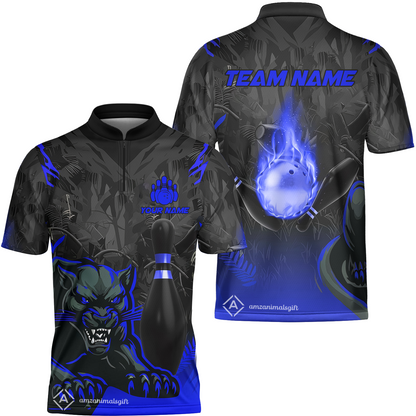 Personalized Bowling Jersey With Black Panther And Pin, Custom Name And Team Name For Bowlers