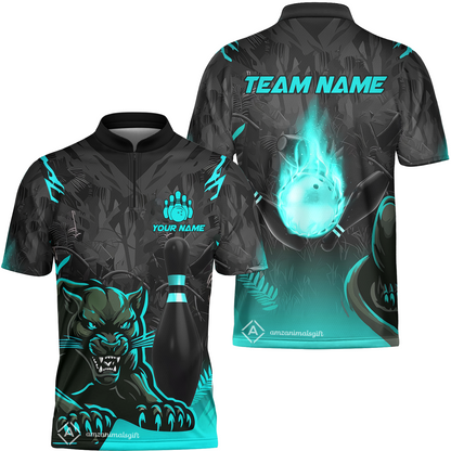 Personalized Bowling Jersey With Black Panther And Pin, Custom Name And Team Name For Bowlers
