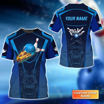 Personalized Bowling Hoodie, The Wolf Blue Bowling Team Customized Shirt For Friend, Family, Bowling Players