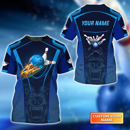 Bowling Custom Men Polo Shirt - Custom Name The Wolf Blue Bowling Team Personalized Bowling Polo Shirt - Perfect Gift For Friend, Family