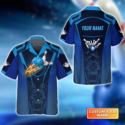 Personalized Bowling Jersey, The Wolf Blue Bowling Team Customized Polo Shirt For Friend, Family, Bowling Players