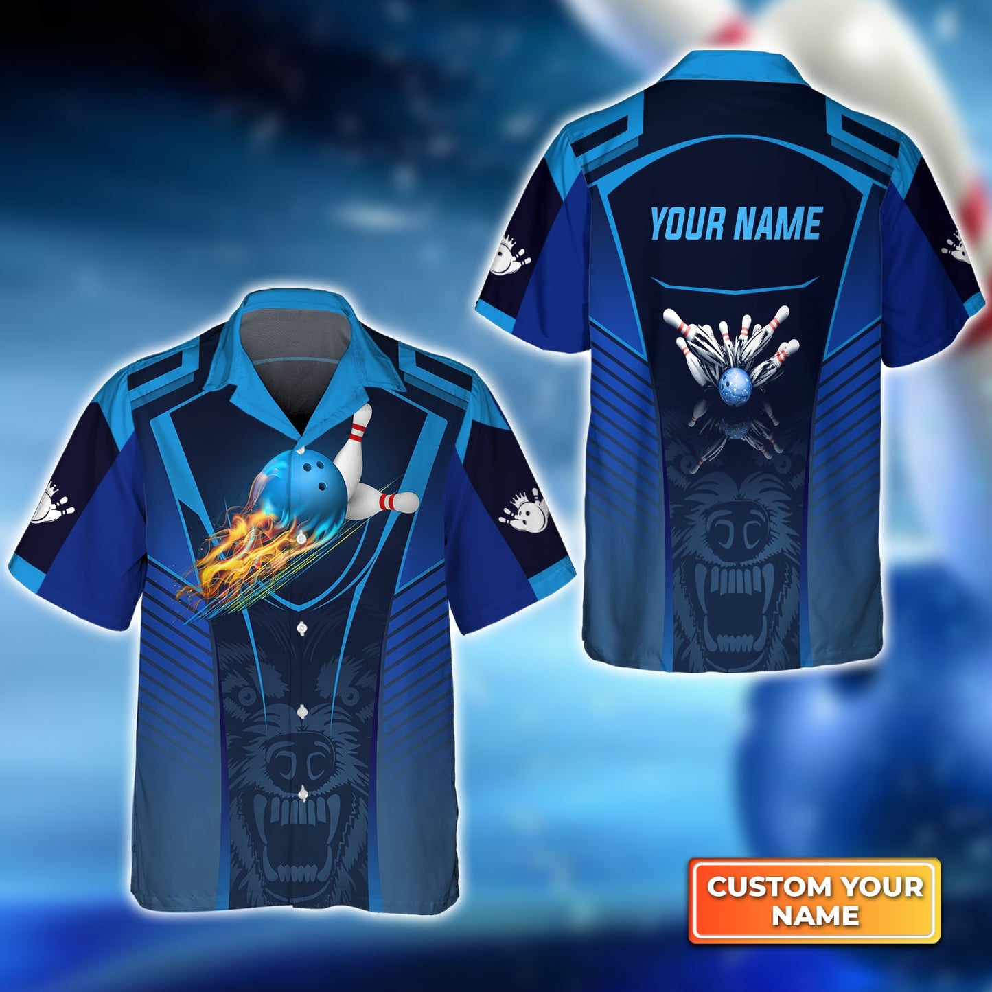 Bowling Custom Men Polo Shirt - Custom Name The Wolf Blue Bowling Team Personalized Bowling Polo Shirt - Perfect Gift For Friend, Family