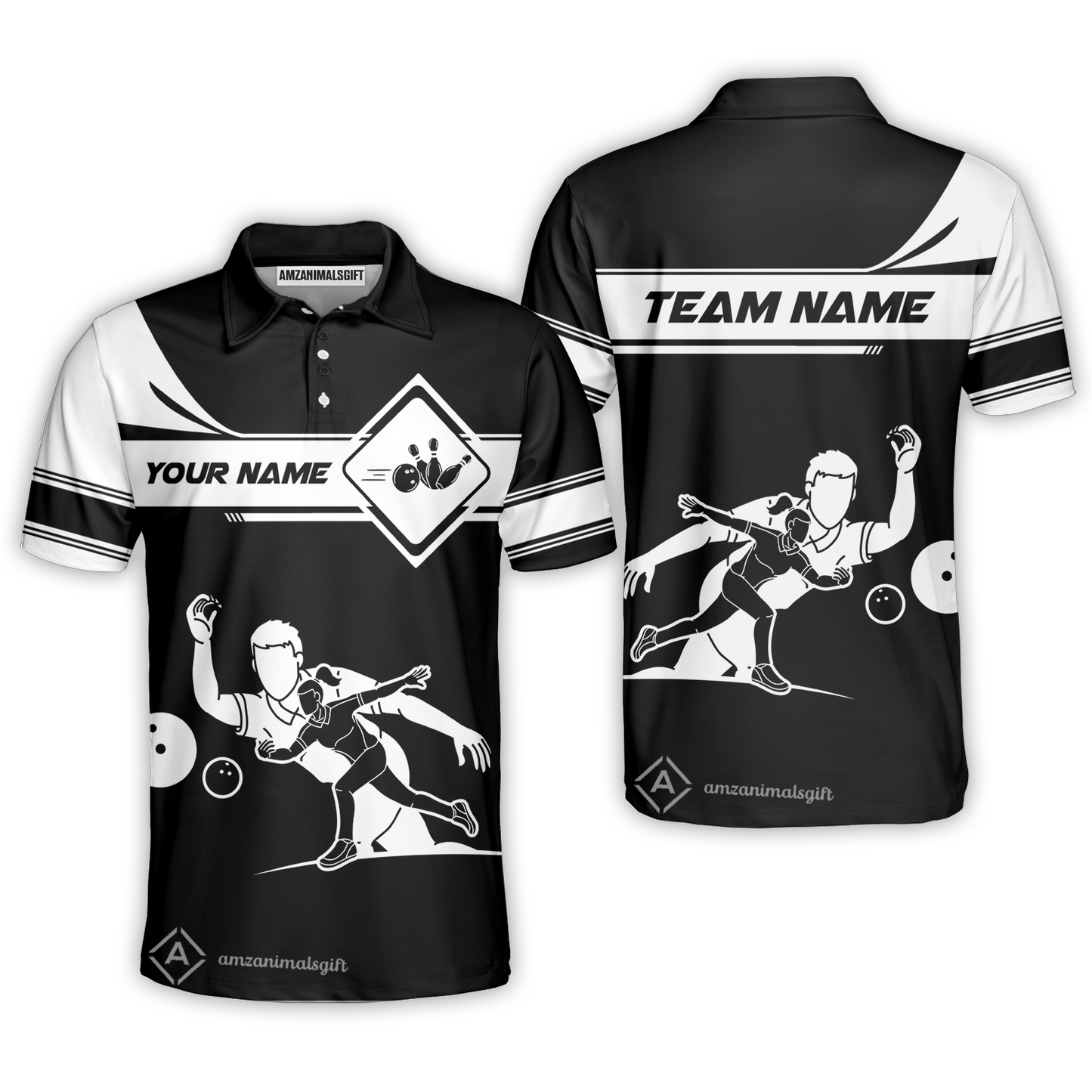Personalized Bowling Team Polo Shirt, Men And Women Playing Bowling Ball Polo Shirt, Bowling Uniform Multicolor For Bowlers
