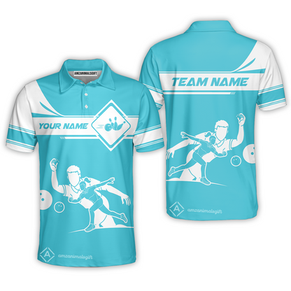 Personalized Bowling Team Polo Shirt, Men And Women Playing Bowling Ball Polo Shirt, Bowling Uniform Multicolor For Bowlers