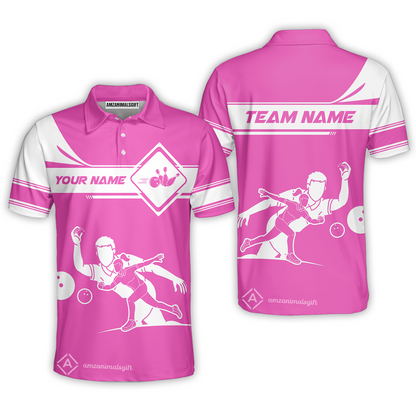Personalized Bowling Team Polo Shirt, Men And Women Playing Bowling Ball Polo Shirt, Bowling Uniform Multicolor For Bowlers