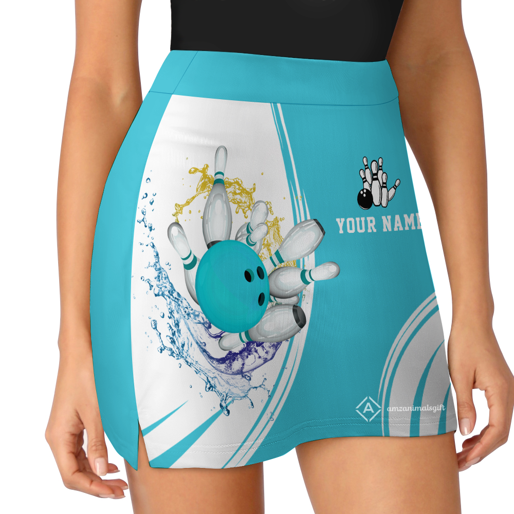 Personalized Bowling Trouser Skirts With Shorts Underneath, Bowling Skorts Multicolor With Pockets For Bowler, Bowling Teams