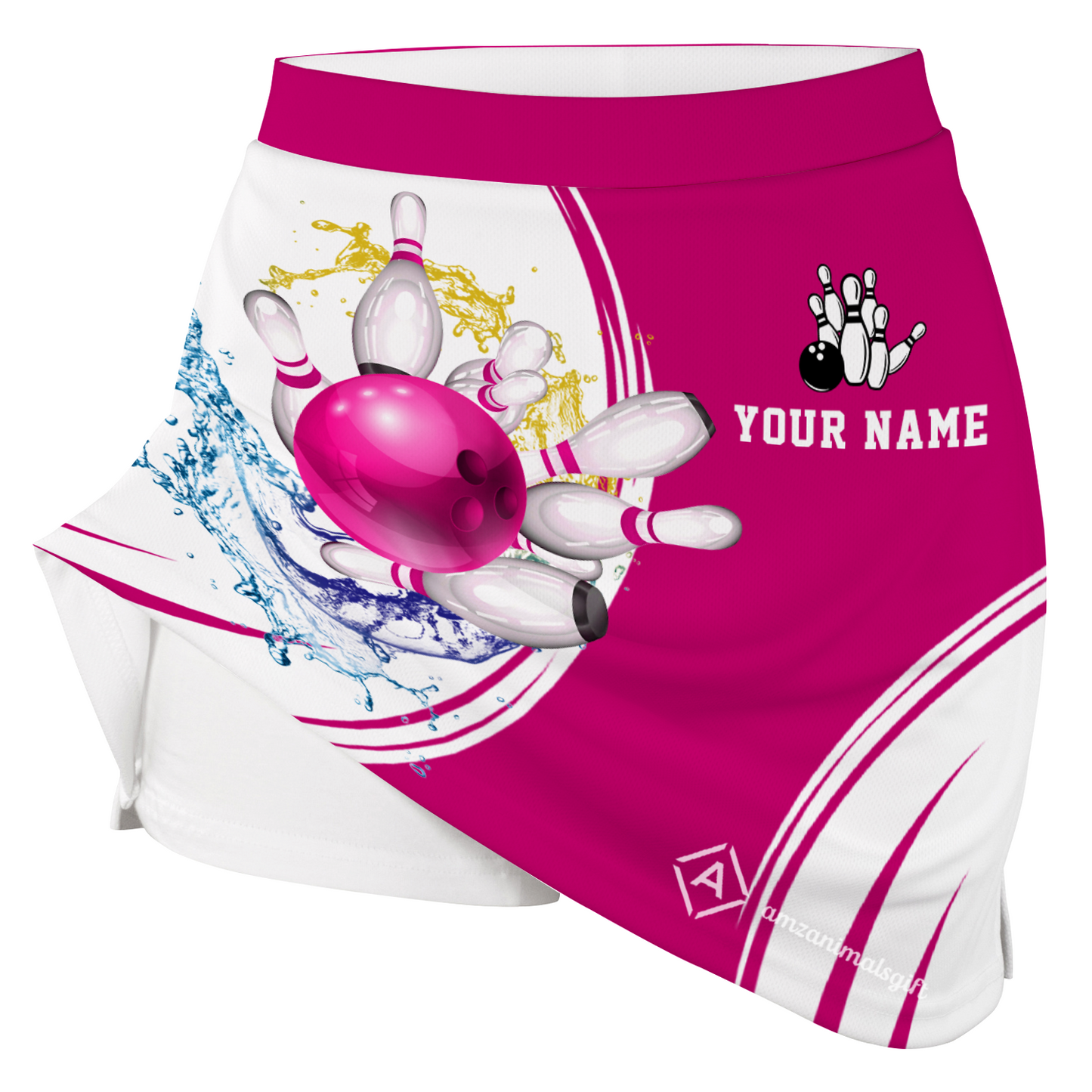 Personalized Bowling Trouser Skirts With Shorts Underneath, Bowling Skorts Multicolor With Pockets For Bowler, Bowling Teams