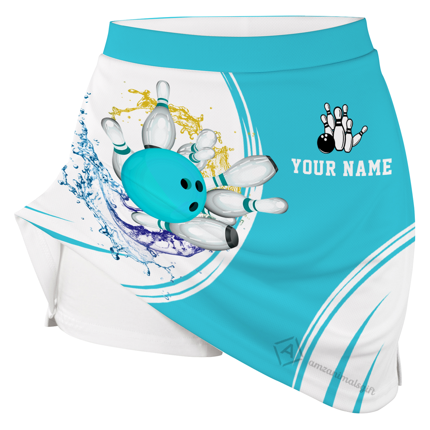 Personalized Bowling Trouser Skirts With Shorts Underneath, Bowling Skorts Multicolor With Pockets For Bowler, Bowling Teams