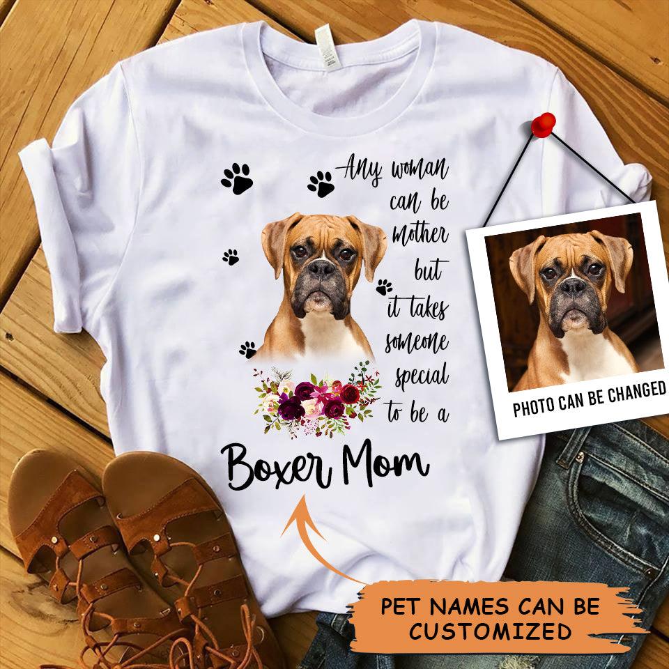 Personalized Boxer Mom T Shirts, Happy Mother's Day From Boxer For Humans, Women's Boxer Gifts Boxer Cute, Boxer Puppy T Shirts - Amzanimalsgift