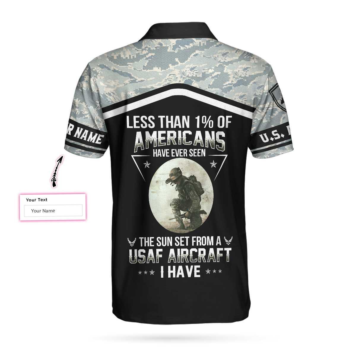 Personalized Camouflage Men Polo Shirt, Less Than 1% Of Americans Have Ever Seen The Sunset From A USAF Aircraft I Have Custom Shirt For Male - Amzanimalsgift