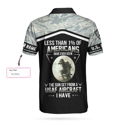 Personalized Camouflage Men Polo Shirt, Less Than 1% Of Americans Have Ever Seen The Sunset From A USAF Aircraft I Have Custom Shirt For Male - Amzanimalsgift