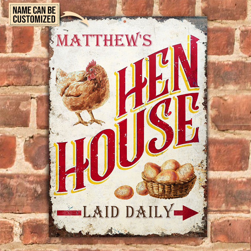 Personalized Chicken Hen House Laid Daily Metal Signs - Chicken Farm Metal Signs Decoration, Chicken Signs