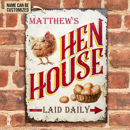 Personalized Chicken Hen House Laid Daily Metal Signs - Chicken Farm Metal Signs Decoration, Chicken Signs