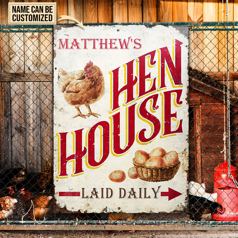 Personalized Chicken Hen House Laid Daily Metal Signs - Chicken Farm Metal Signs Decoration, Chicken Signs