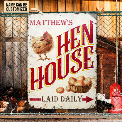 Personalized Chicken Hen House Laid Daily Metal Signs - Chicken Farm Metal Signs Decoration, Chicken Signs