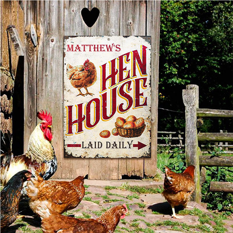 Personalized Chicken Hen House Laid Daily Metal Signs - Chicken Farm Metal Signs Decoration, Chicken Signs