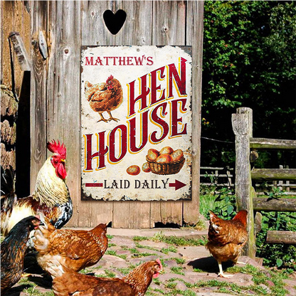 Personalized Chicken Hen House Laid Daily Metal Signs - Chicken Farm Metal Signs Decoration, Chicken Signs