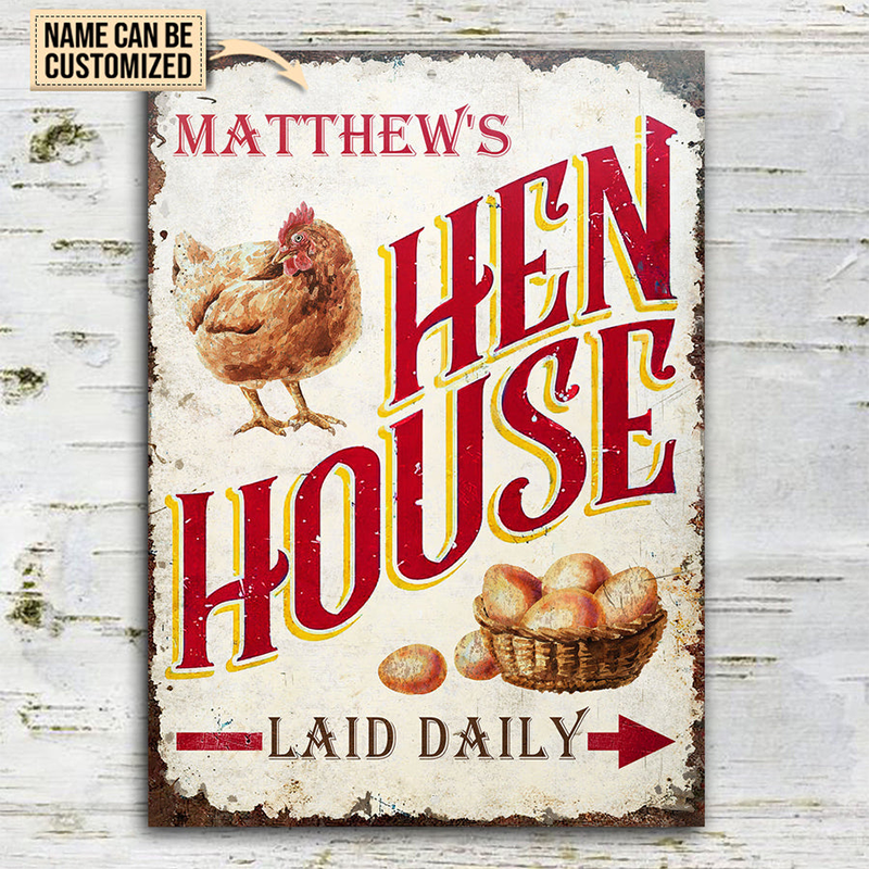 Personalized Chicken Hen House Laid Daily Metal Signs - Chicken Farm Metal Signs Decoration, Chicken Signs