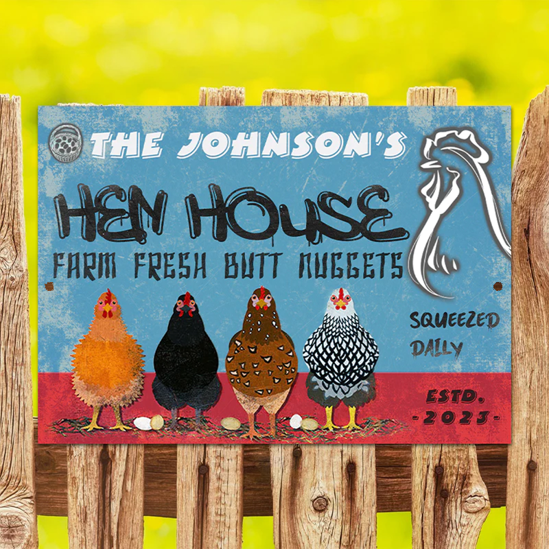 Personalized Chicken Hen House Metal Signs, Farm Fresh Metal Signs, Chicken Signs For Farm Decoration