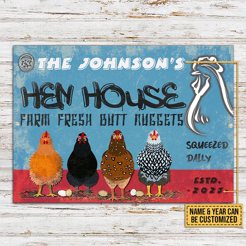 Personalized Chicken Hen House Metal Signs, Farm Fresh Metal Signs, Chicken Signs For Farm Decoration