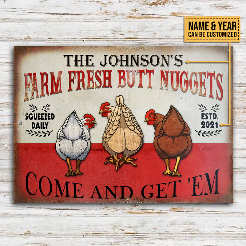 Personalized Chicken Nuggets Metal Signs, Come and Get 'Em Classic Metal Signs, Chicken Signs For Farm Decoration