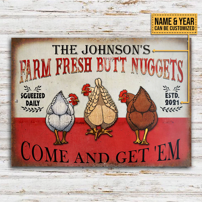 Personalized Chicken Nuggets Metal Signs, Come and Get 'Em Classic Metal Signs, Chicken Signs For Farm Decoration