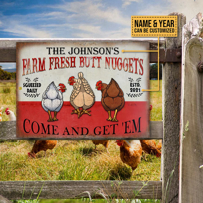 Personalized Chicken Nuggets Metal Signs, Come and Get 'Em Classic Metal Signs, Chicken Signs For Farm Decoration