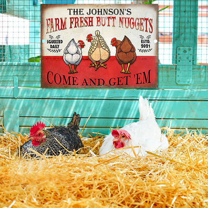 Personalized Chicken Nuggets Metal Signs, Come and Get 'Em Classic Metal Signs, Chicken Signs For Farm Decoration