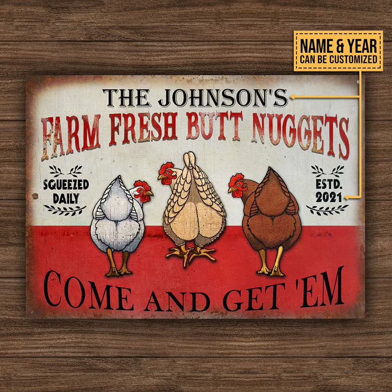 Personalized Chicken Nuggets Metal Signs, Come and Get 'Em Classic Metal Signs, Chicken Signs For Farm Decoration