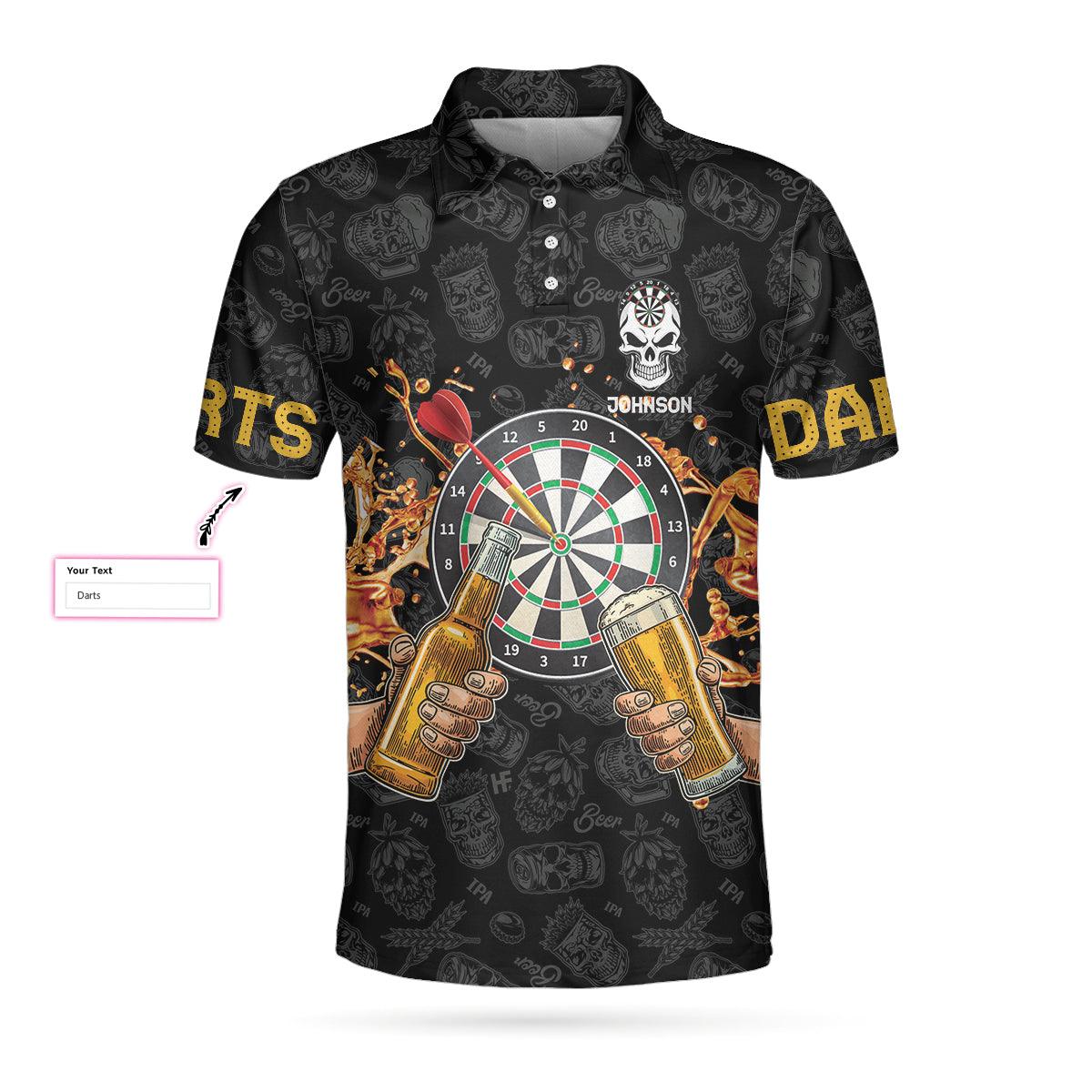 Personalized Darts And Beer Lover Shirt For Men Custom Polo Shirt, Personalized Dart Shirt For Men Polo Style Dart Shirt, Bets Gift For Men Dart - Amzanimalsgift