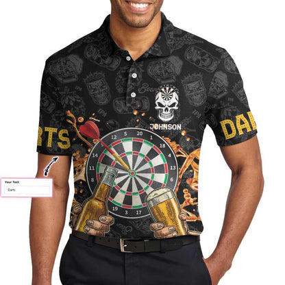 Personalized Darts And Beer Lover Shirt For Men Custom Polo Shirt, Personalized Dart Shirt For Men Polo Style Dart Shirt, Bets Gift For Men Dart - Amzanimalsgift