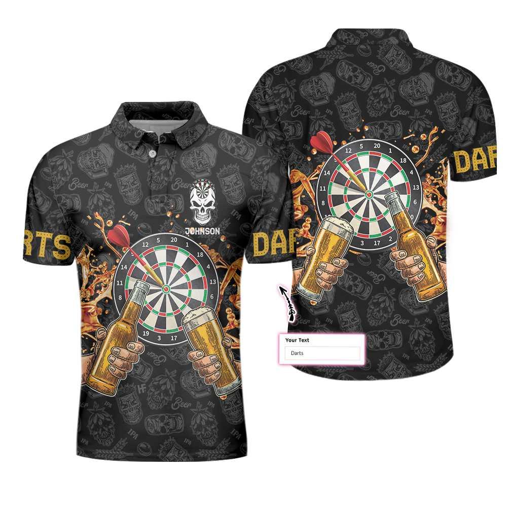 Personalized Darts And Beer Lover Shirt For Men Custom Polo Shirt, Personalized Dart Shirt For Men Polo Style Dart Shirt, Bets Gift For Men Dart - Amzanimalsgift
