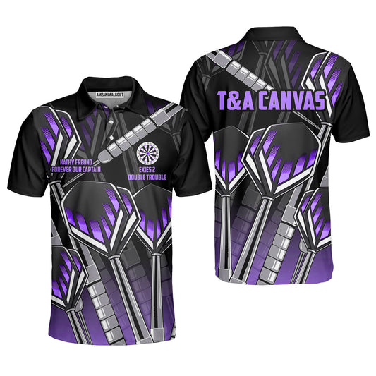 Personalized Darts Black And Purple Polo Shirt For Darts Team, Darts Lovers, Darts Players, Friends, Family