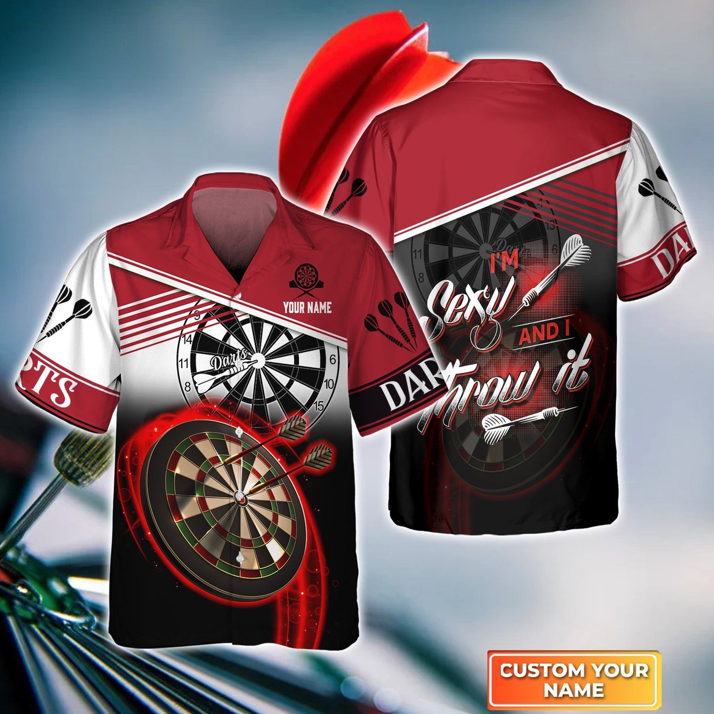 Personalized Darts Jersey, Darts Red Color Custom Quarter-Zip Polo Shirt I'm Sexy And I Throw It, Outfits For Darts Players, Darts Team