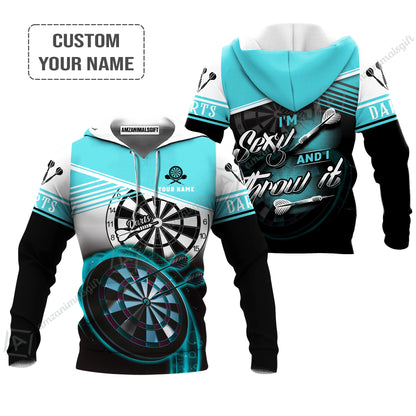 Customized Darts Hawaiian Shirt, I'm Sexy And I Throw It Personalized Name Hawaiian Shirt For Men - Perfect Gift For Darts Lovers, Darts Players