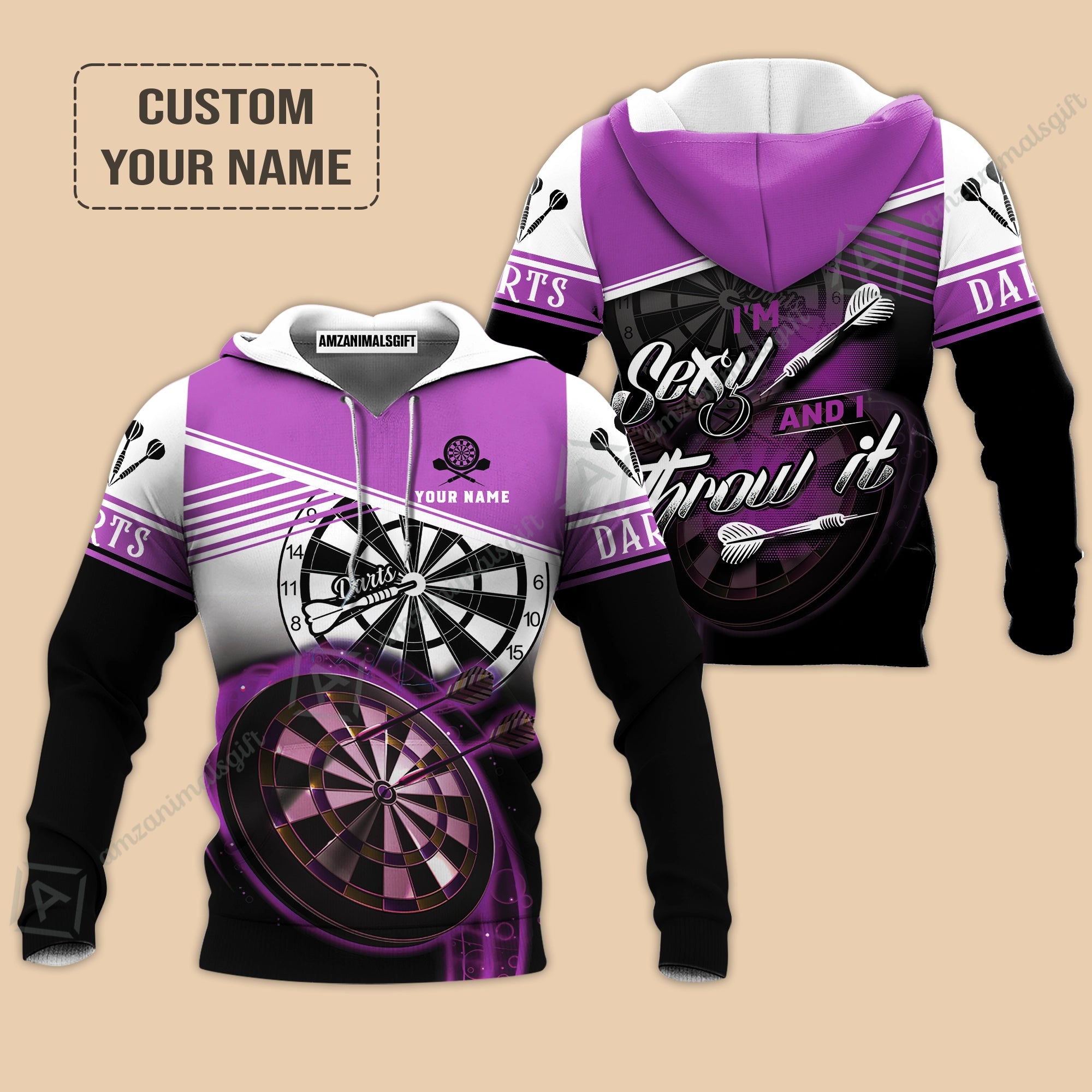 Personalized Darts Hoodie, Darts Purple Color Customized Shirt I'm Sexy And I Throw It, Outfits For Darts Players, Darts Team