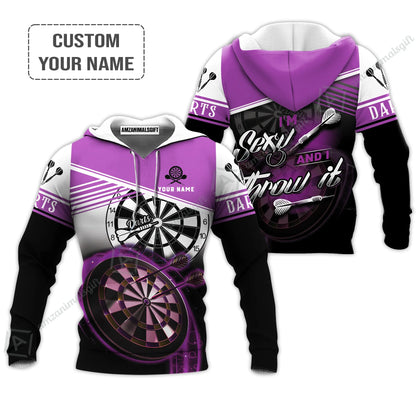 Personalized Darts Hoodie, Darts Purple Color Customized Shirt I'm Sexy And I Throw It, Outfits For Darts Players, Darts Team