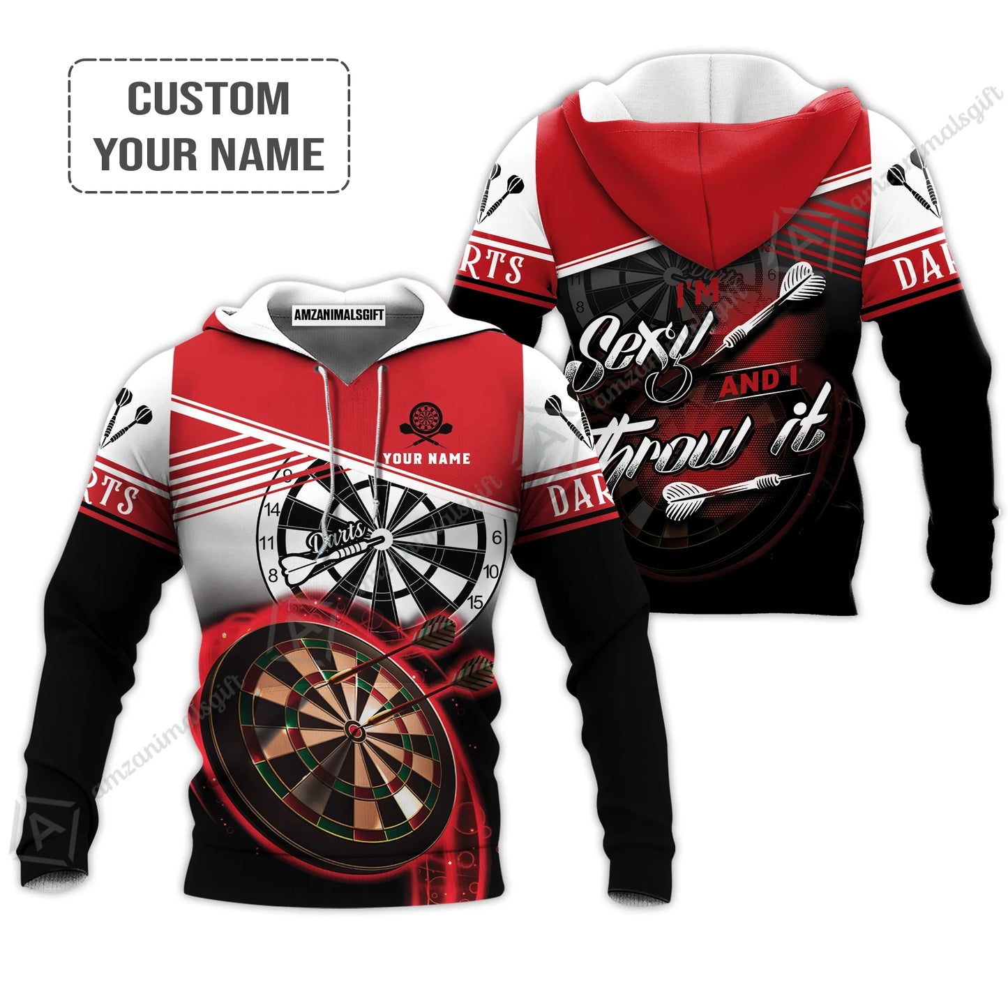 Personalized Darts Jersey, Darts Red Color Custom Quarter-Zip Polo Shirt I'm Sexy And I Throw It, Outfits For Darts Players, Darts Team