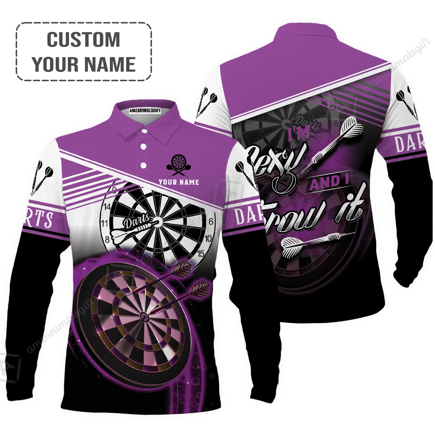 Customized Darts Hawaiian Shirt, I'm Sexy And I Throw It Purple Darts Personalized Aloha Shirt For Men - Perfect Gift For Darts Lovers, Darts Players