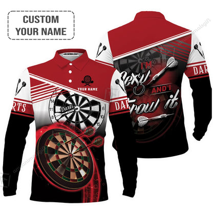 Personalized Darts Jersey, Darts Red Color Custom Quarter-Zip Polo Shirt I'm Sexy And I Throw It, Outfits For Darts Players, Darts Team
