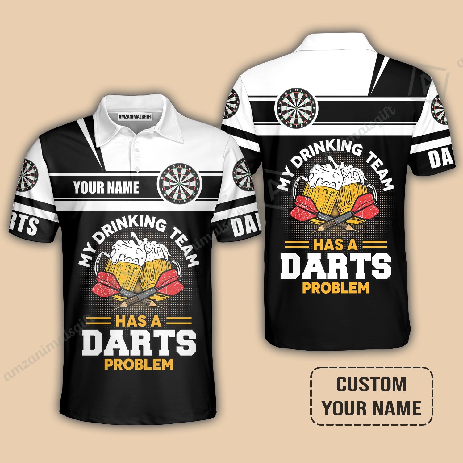 Personalized Darts Polo Shirt, My Drinking Team Has Darts Problem Polo Shirt For Men And Women, Perfect Outfit For Darts Lovers, Darts Players