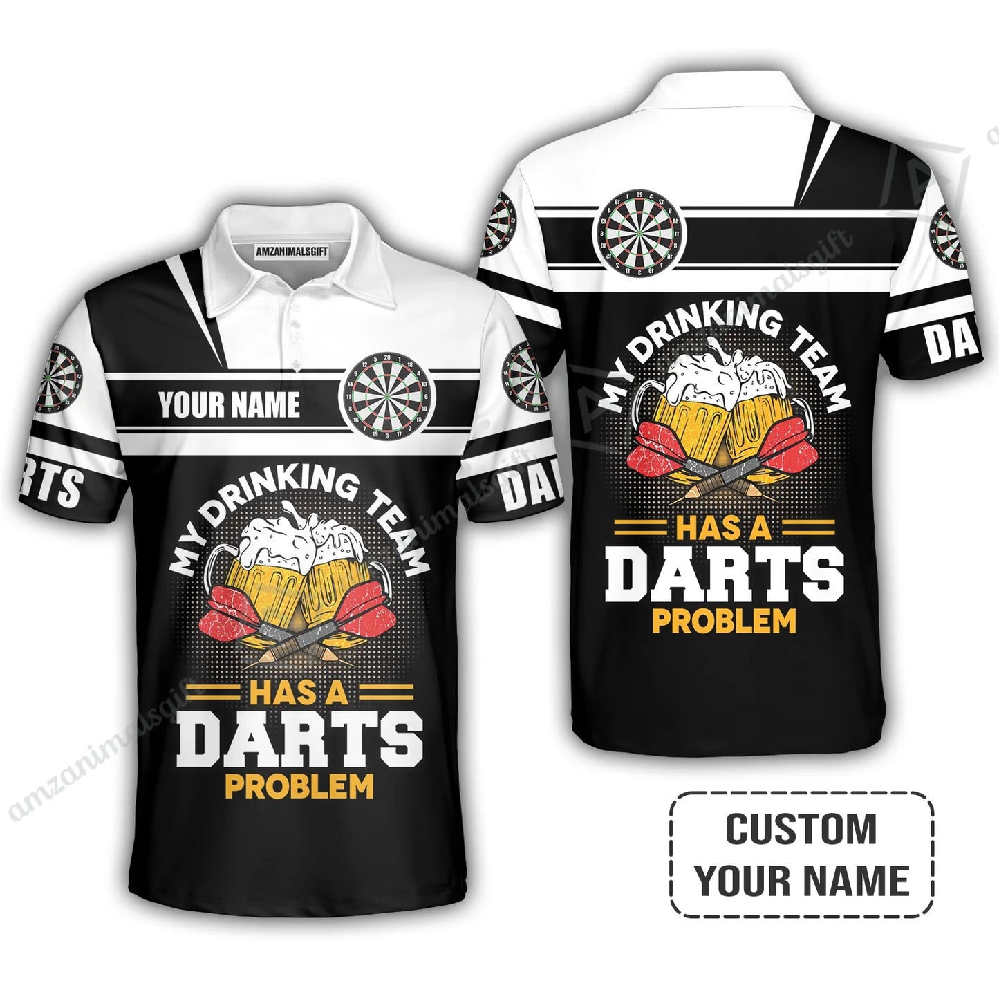 Personalized Darts Polo Shirt, My Drinking Team Has Darts Problem Polo Shirt For Men And Women, Perfect Outfit For Darts Lovers, Darts Players
