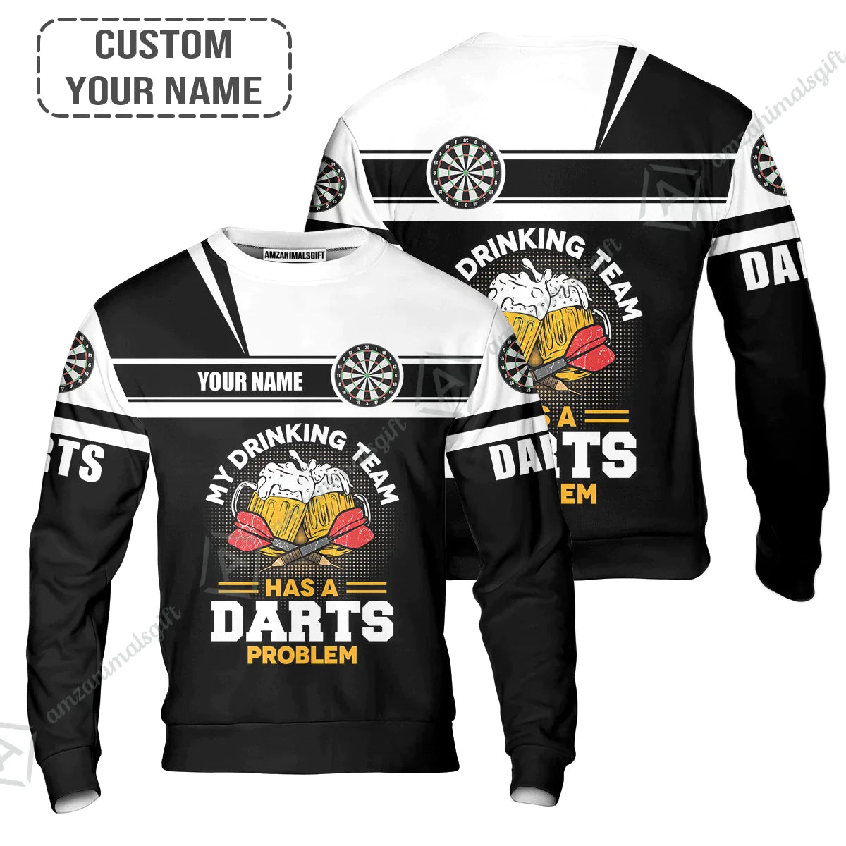 Personalized Darts Long Polo Shirt, My Drinking Team Has Darts Problem Shirt For Men And Women, Perfect Outfit For Darts Lovers, Darts Players