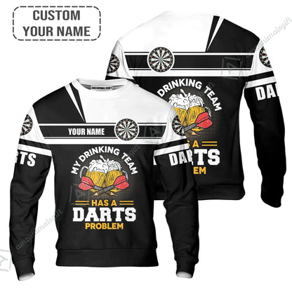 Personalized Darts Long Polo Shirt, My Drinking Team Has Darts Problem Shirt For Men And Women, Perfect Outfit For Darts Lovers, Darts Players